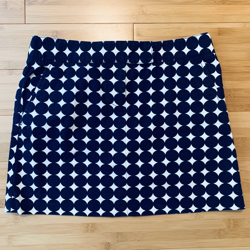 Navy & White J. Crew Polka Dot Mini Skirt | Size 2